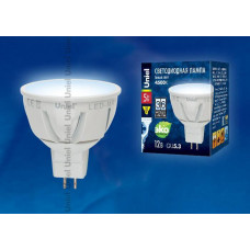 Лампа светодиодная (UL-00000942) Uniel GU5.3 5W 4500K MR16 матовая LED-MR16-5W/NW/GU5.3/FR PLP01WH