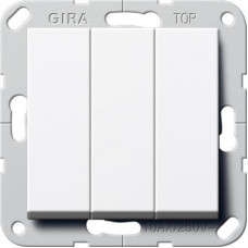 Выключатель трехклавишный Gira System 55 10A 250V чисто-белый глянцевый 284403