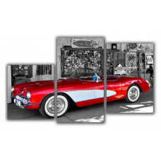 Набор из 3 панно (94х55 см) Красная машина XT-001 Brilliant